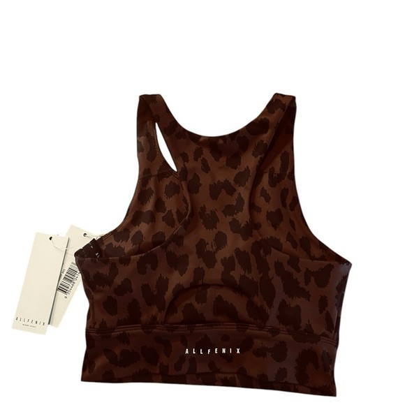 ALL FENIX CHEETAH LONGLINE PADDED SPORTS BRA SIZE SMALL CHOCOLATE & BLACK NWT - Picture 2 of 7